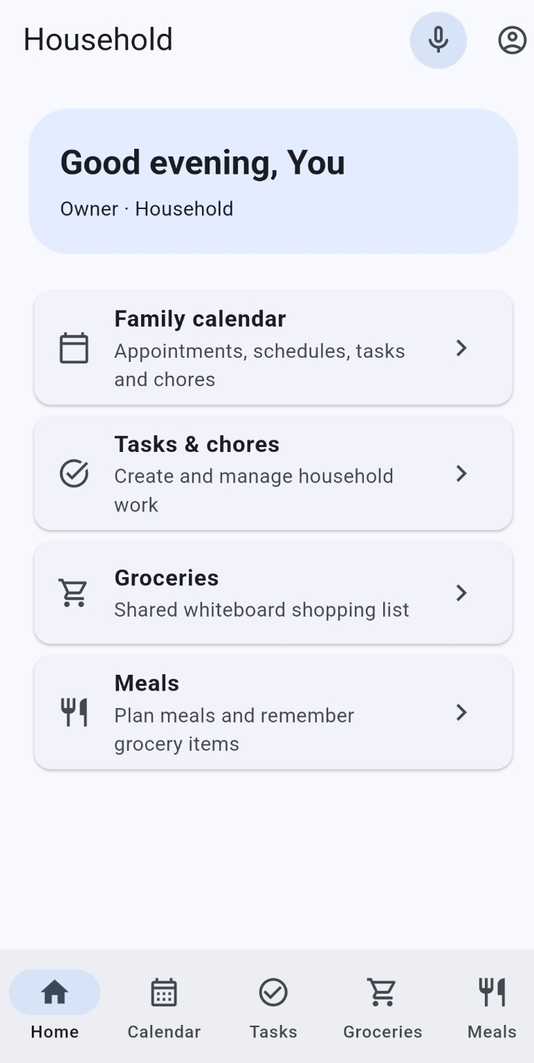 Home screen on mobile